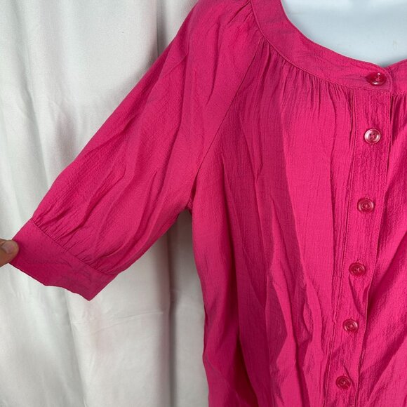 White Stag Womens Pink Button-Front Crinkle Blouse XL Polyester/Rayon/Spandex - Picture 2 of 6